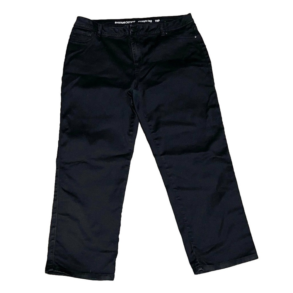 Avenue Denim Straight Leg Petite Cotton Polyester Spandex Black Women’s Sz 18p